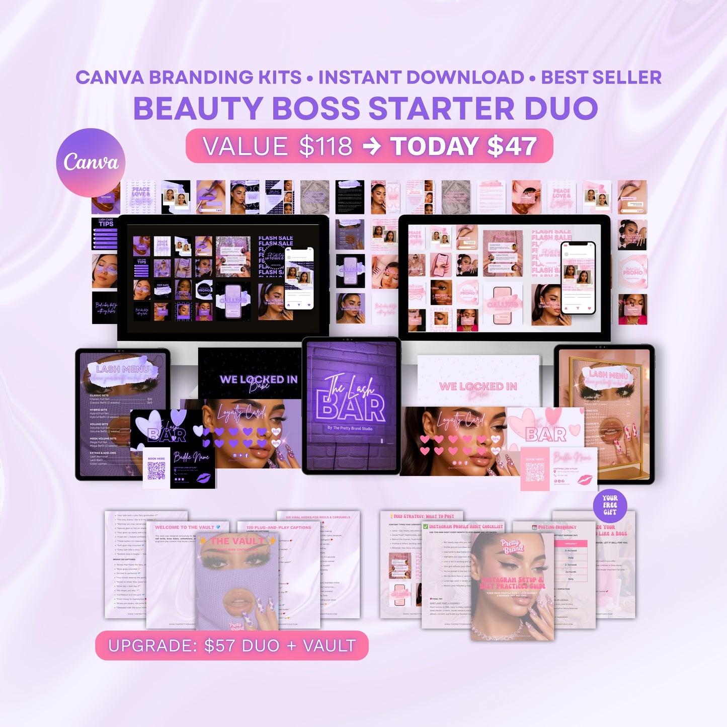 Beauty Boss Starter Duo (Pink + Violet Canva Kits for Beauty/Lash Pros)