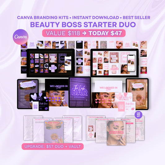 Beauty Boss Starter Duo (Pink + Violet Canva Kits for Beauty/Lash Pros)