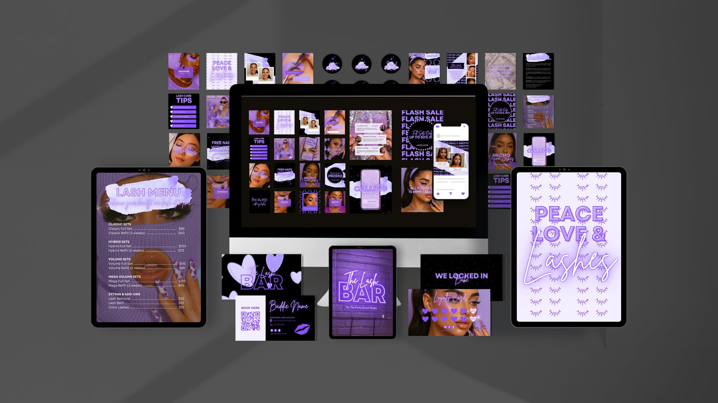 The Pretty Brand Studio Violet Fantasy – Beauty Biz Glow-Up Bundle (5-in-1 Canva Kit)