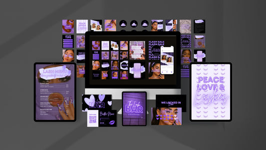 The Pretty Brand Studio Violet Fantasy – Beauty Biz Glow-Up Bundle (5-in-1 Canva Kit)